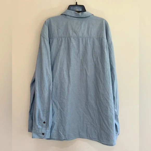 Carhartt 100% Cotton Long Sleeved Button Down Blue Chambray Shirt, size 3XL - Picture 3 of 9